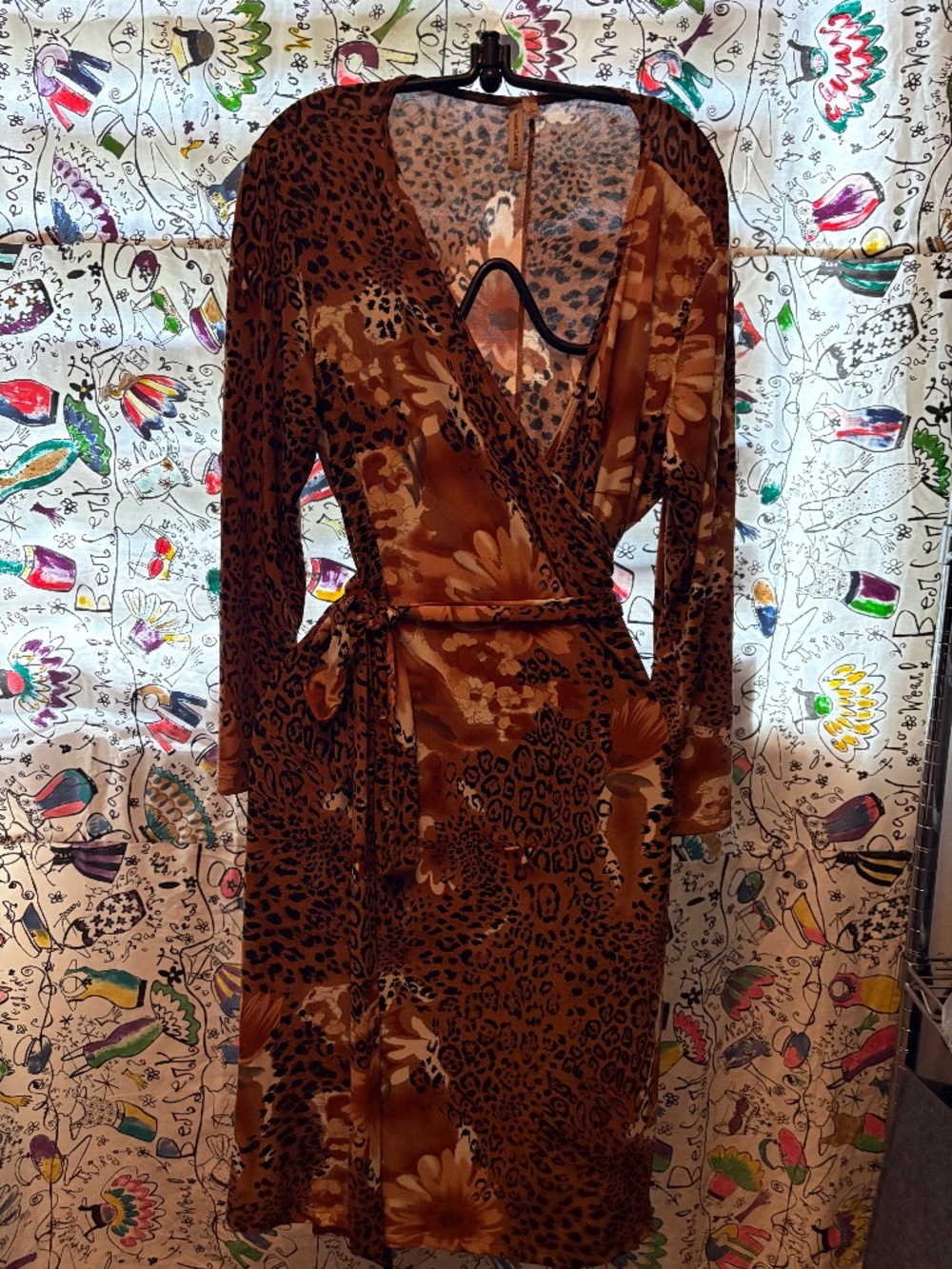 Animal print wrap dress